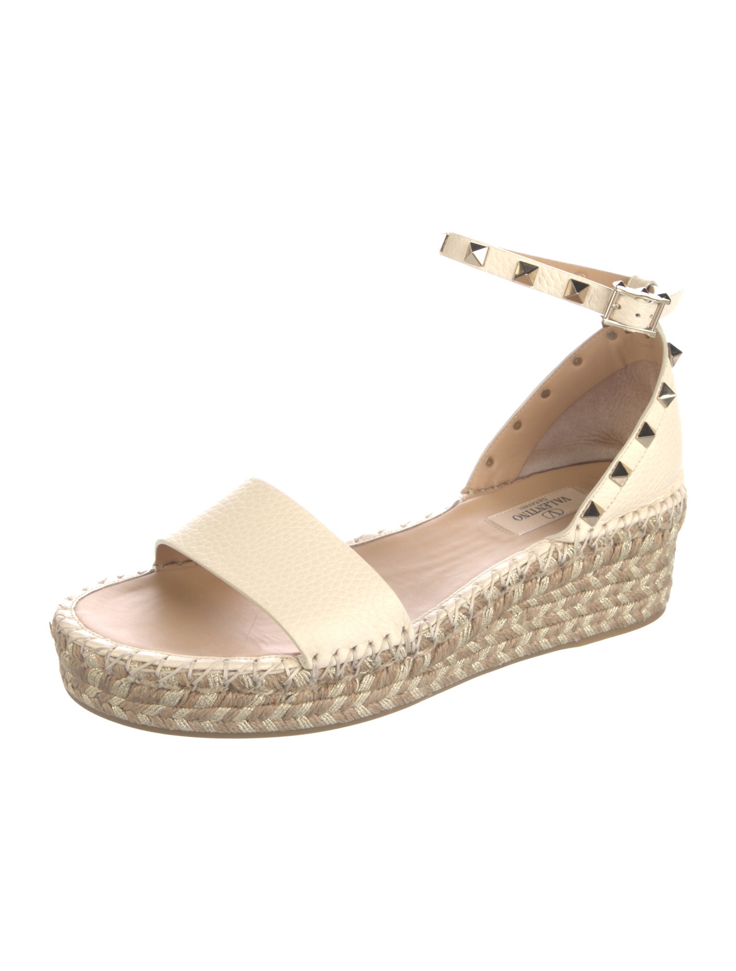 Valentino Rockstud Accents Leather Espadrilles