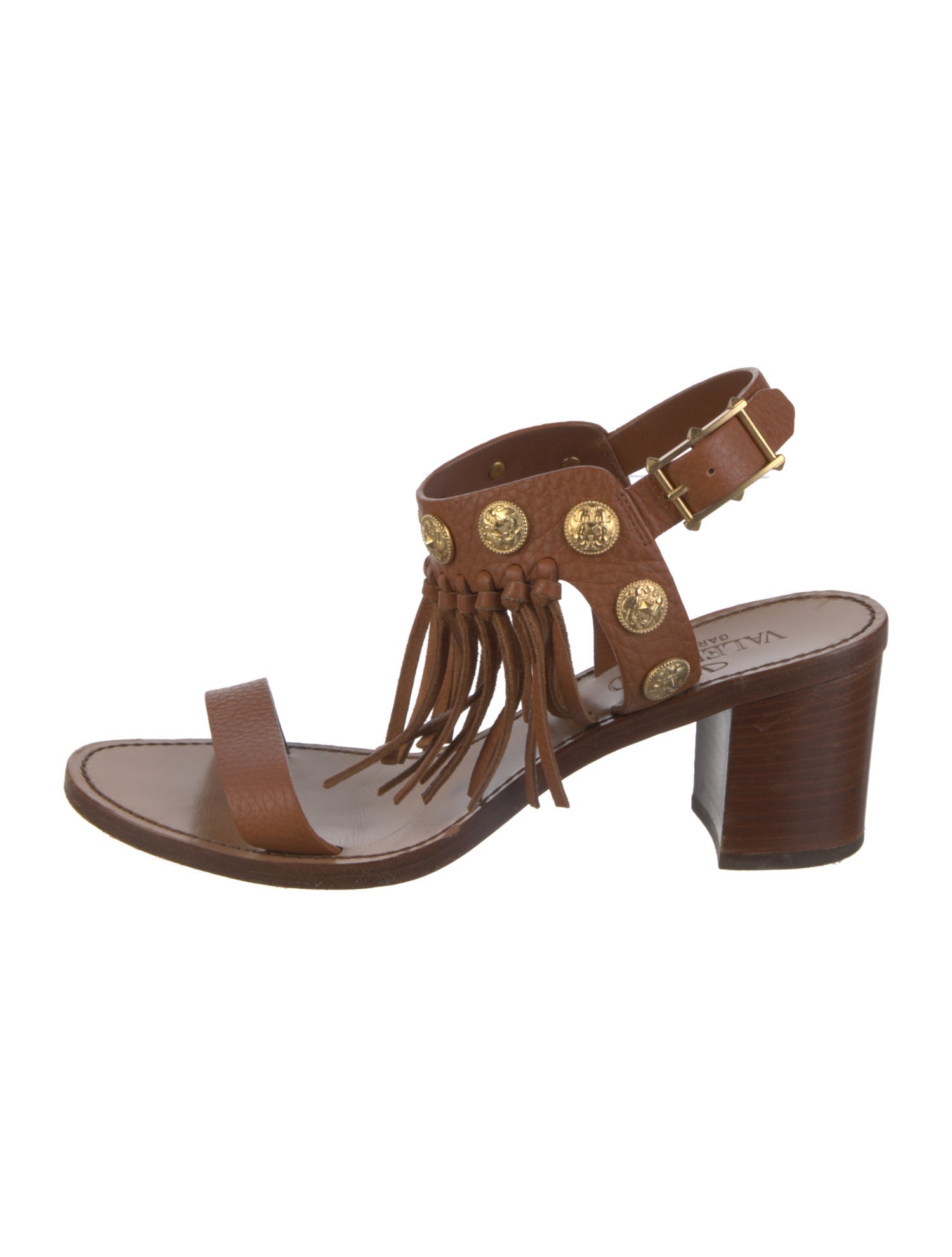 Valentino Leather Studded Accents Slingback Sandals