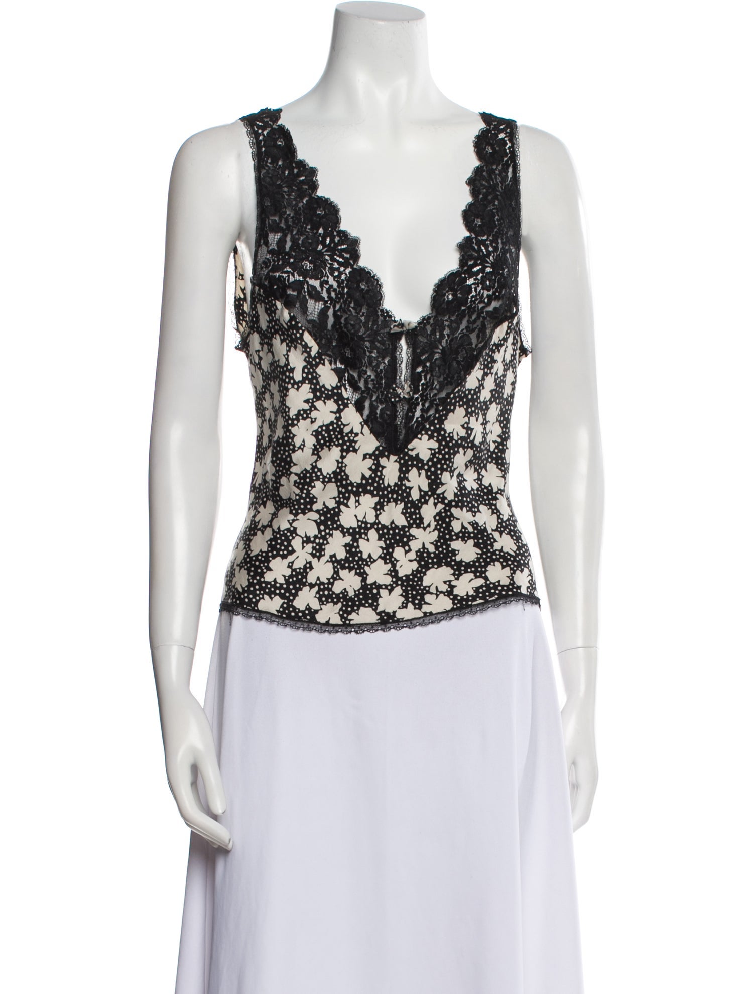 Valentino Floral Print V-Neck Crop Top