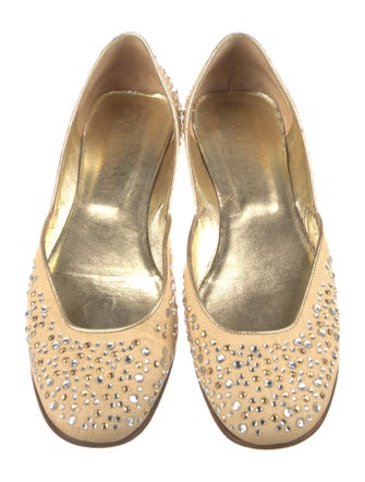 Valentino Canvas Crystal Embellishments Flats