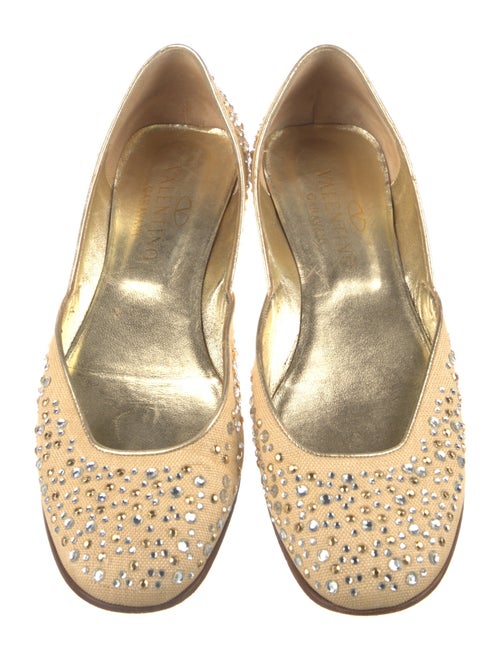 Valentino Canvas Crystal Embellishments Flats