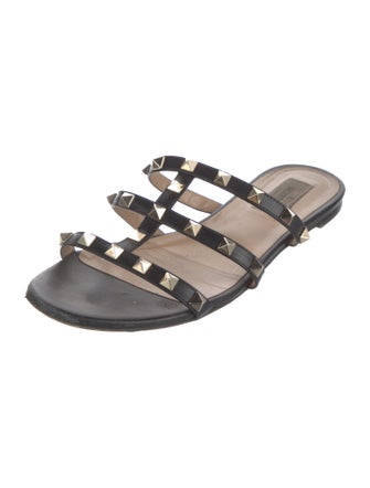 Valentino Rockstud Accents Leather Slides