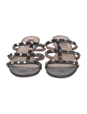 Valentino Rockstud Accents Leather Slides