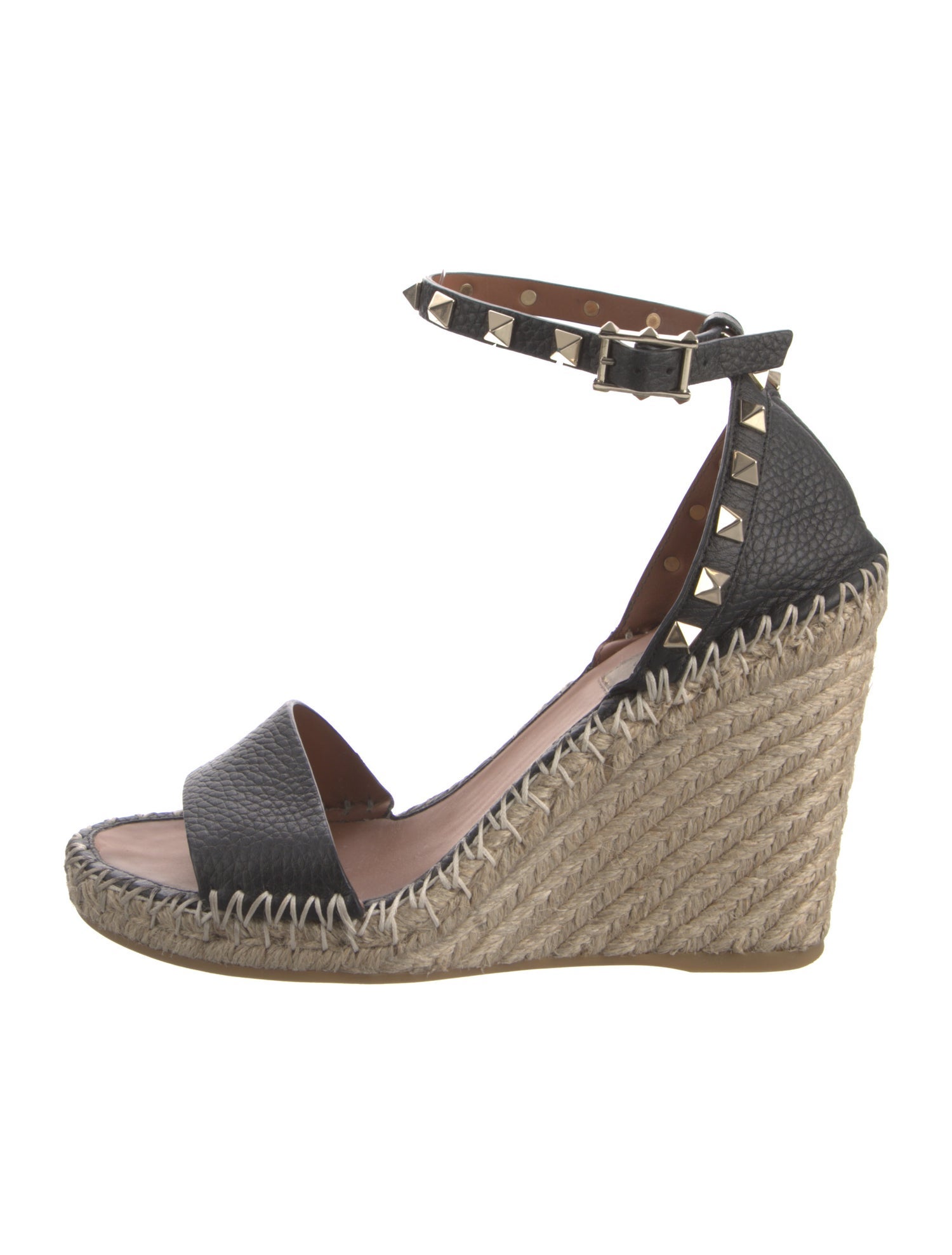 Valentino Rockstud Accents Leather Espadrilles