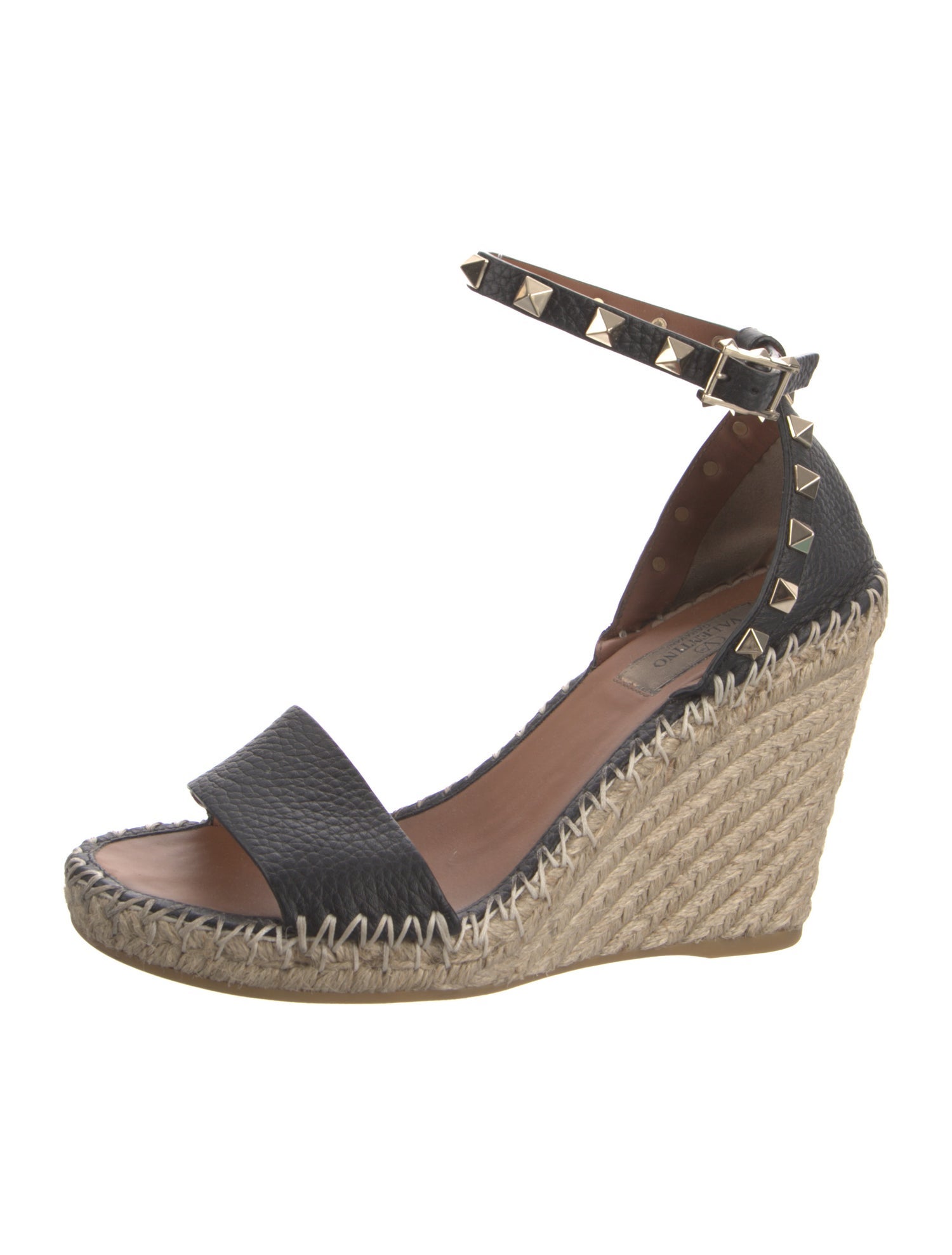 Valentino Rockstud Accents Leather Espadrilles