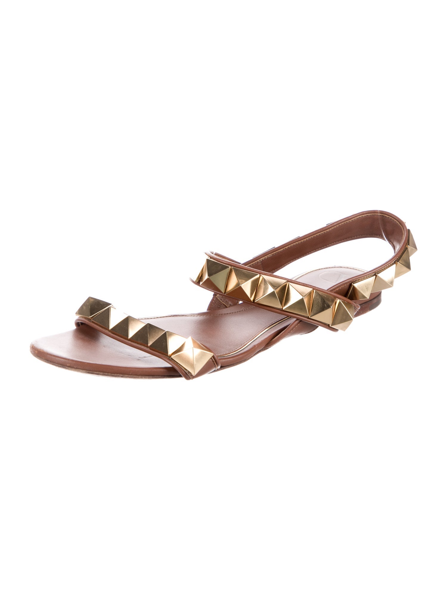 Valentino Rockstud Accents Leather Slingback Sandals
