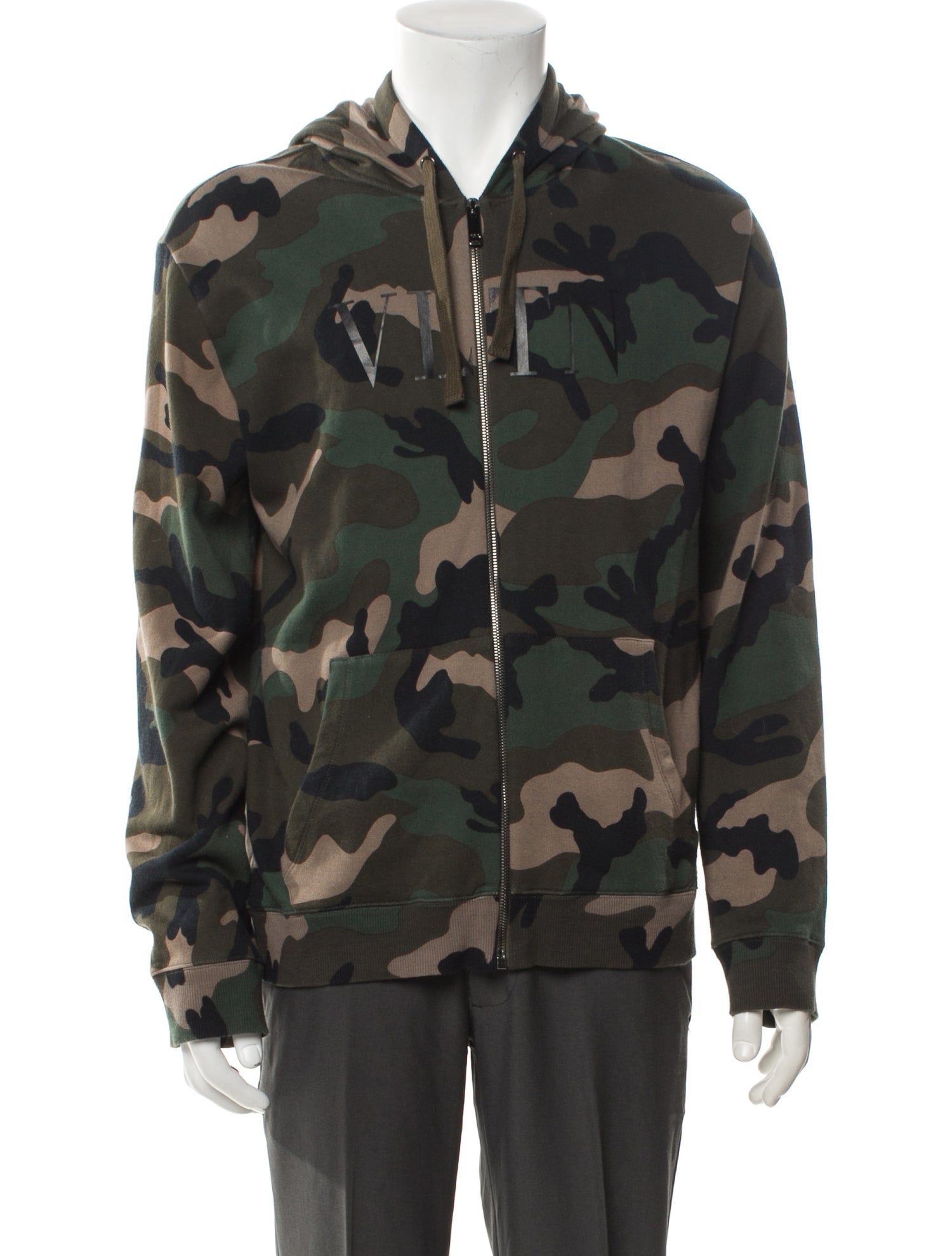 Valentino Camouflage Print Crew Neck Hoodie