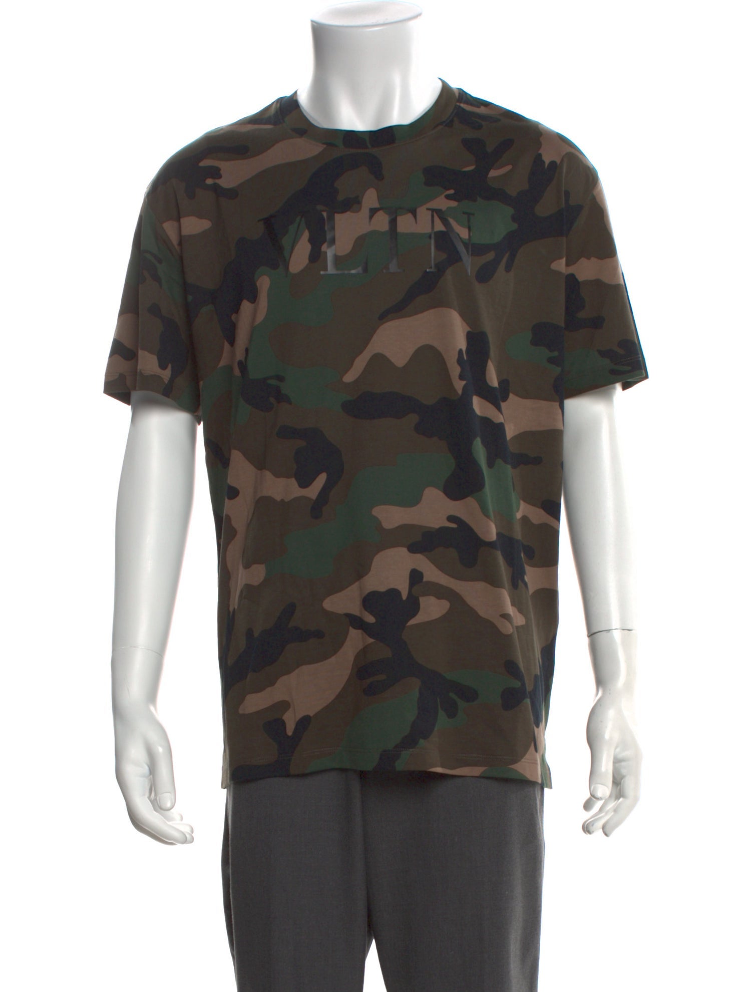 Valentino Camouflage Print Crew Neck T-Shirt