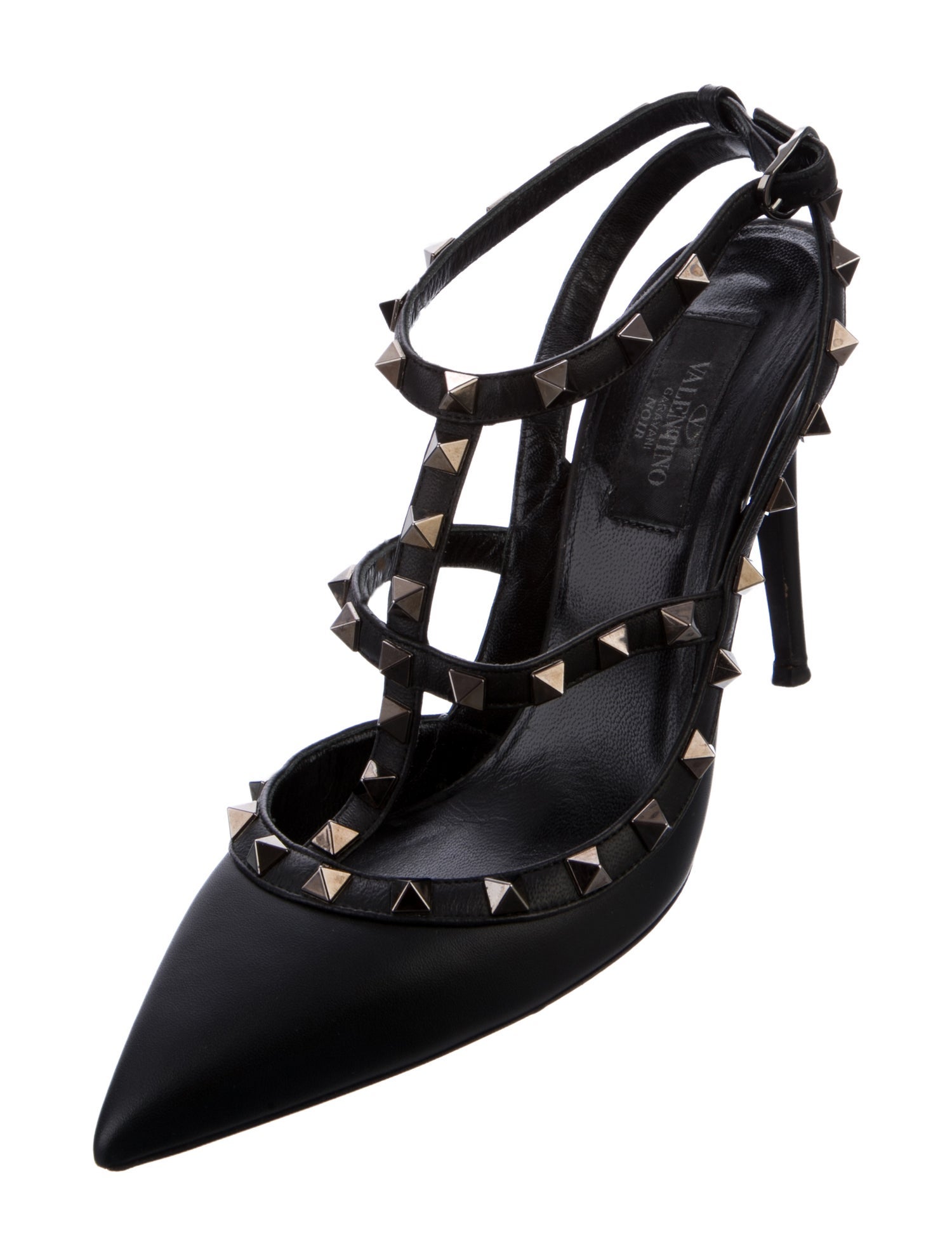 Valentino Rockstud Accents Leather T-Strap Pumps