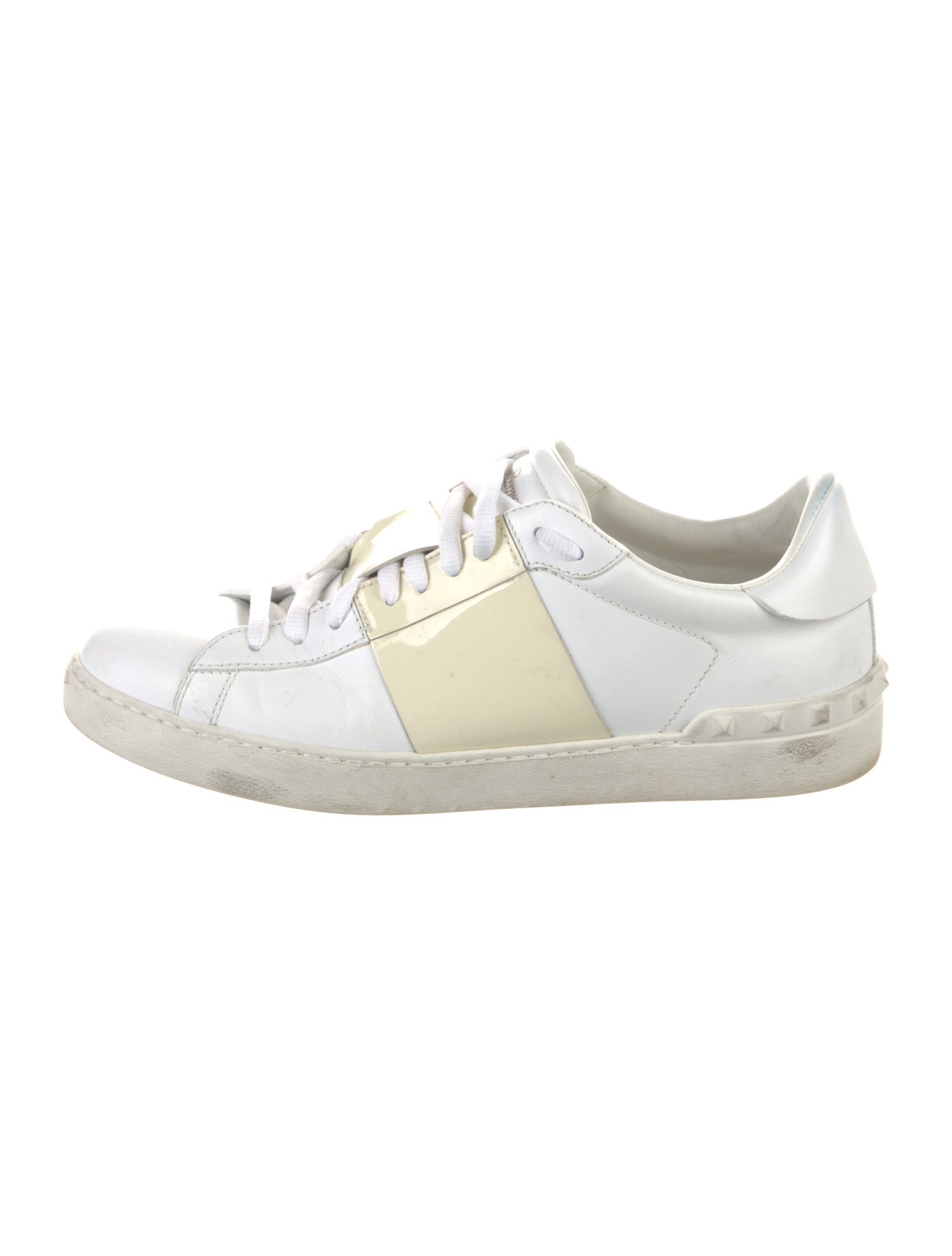 Valentino Rockstud Accents Leather Sneakers