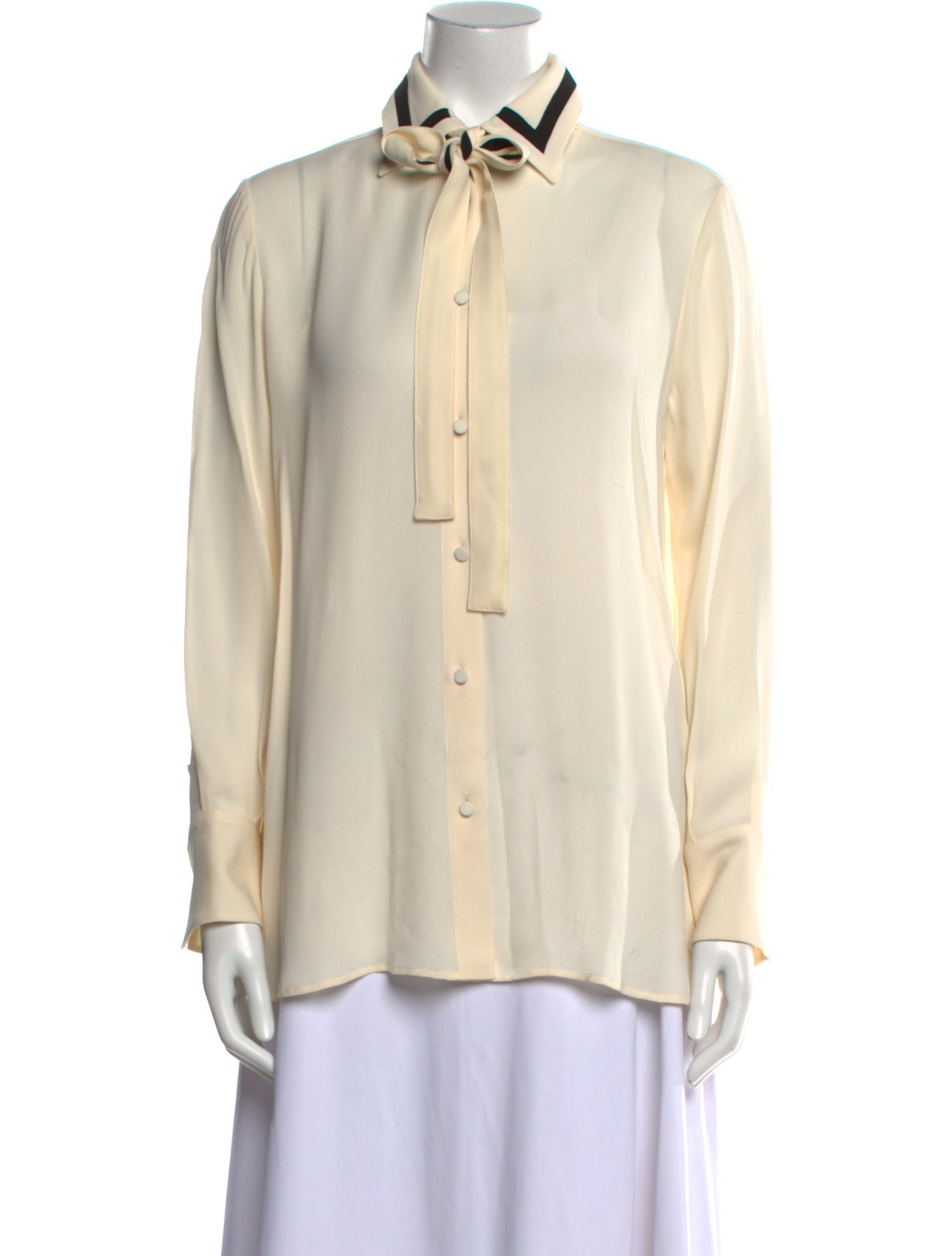 Valentino Silk Long Sleeve Button-Up Top