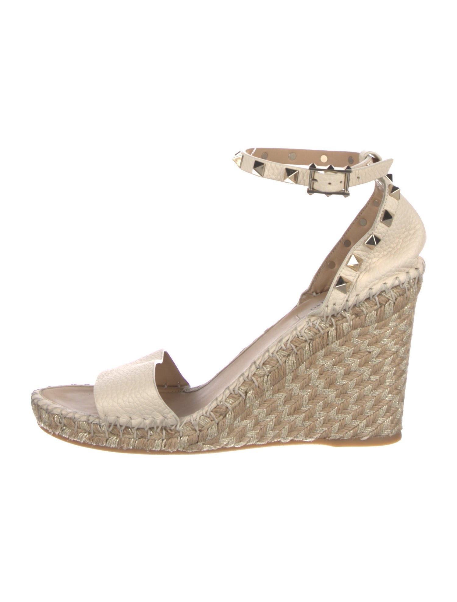 Valentino Rockstud Accents Leather Espadrilles