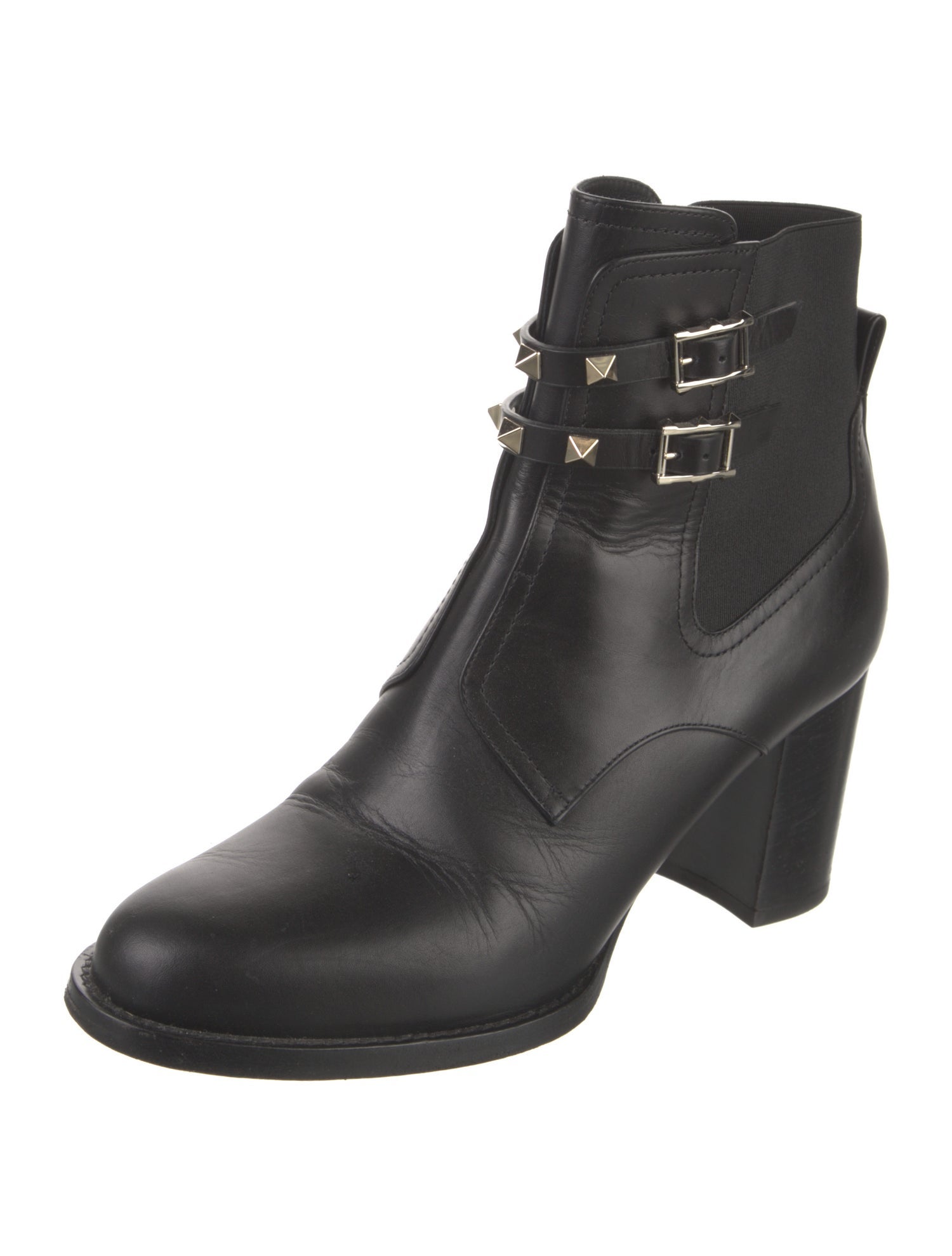 Valentino Rockstud Accents Leather Lace-Up Boots