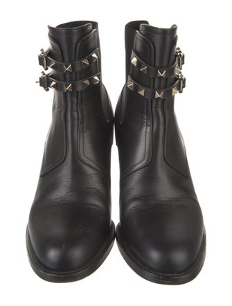 Valentino Rockstud Accents Leather Lace-Up Boots