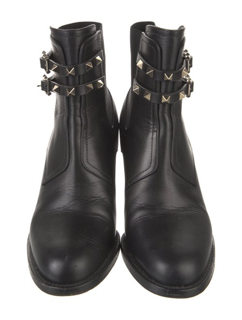 Valentino Rockstud Accents Leather Lace-Up Boots