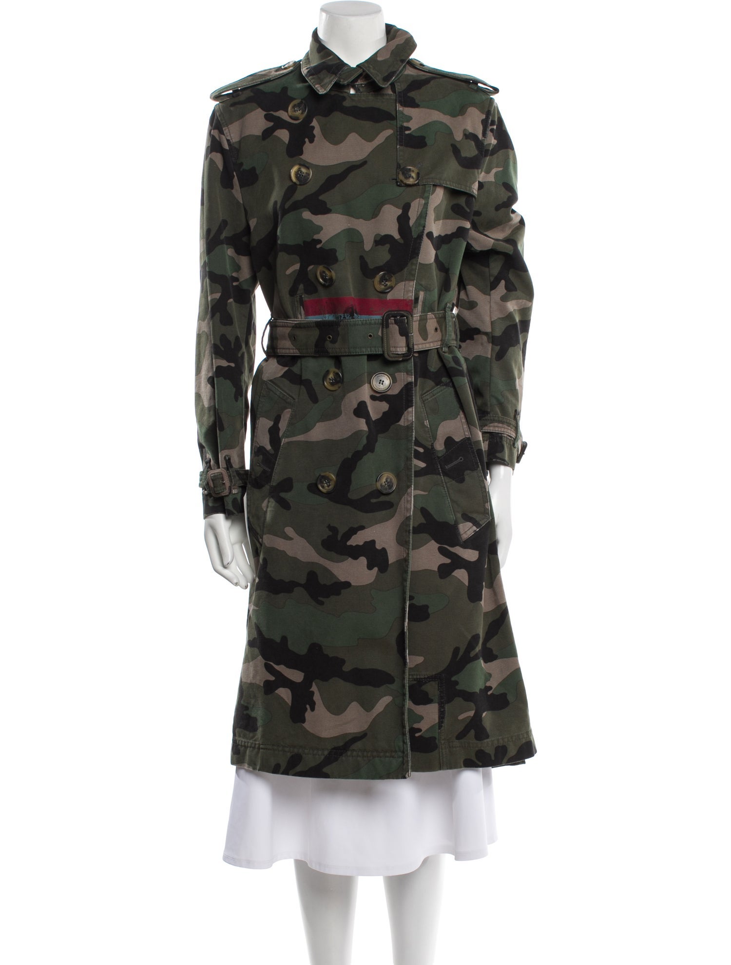 Valentino Camouflage Print Trench Coat