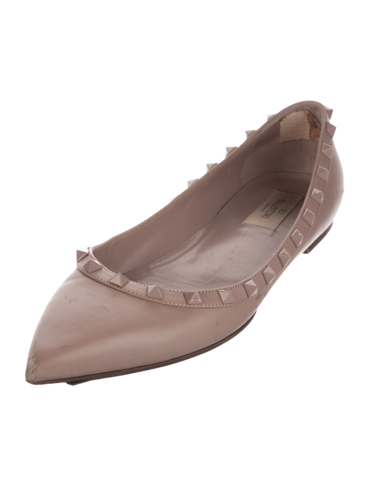 Valentino Rockstud Accents Leather Ballet Flats