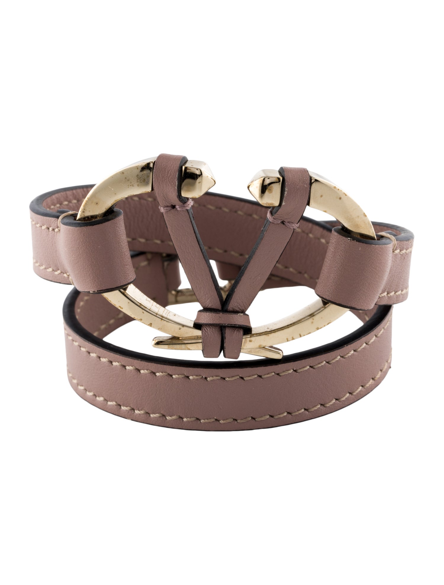 Valentino Leather V Logo Wrap Bracelet