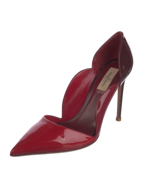 Valentino Patent Leather Scalloped Accent D'Orsay Pumps