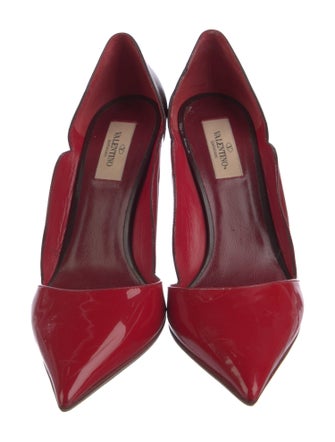 Valentino Patent Leather Scalloped Accent D'Orsay Pumps