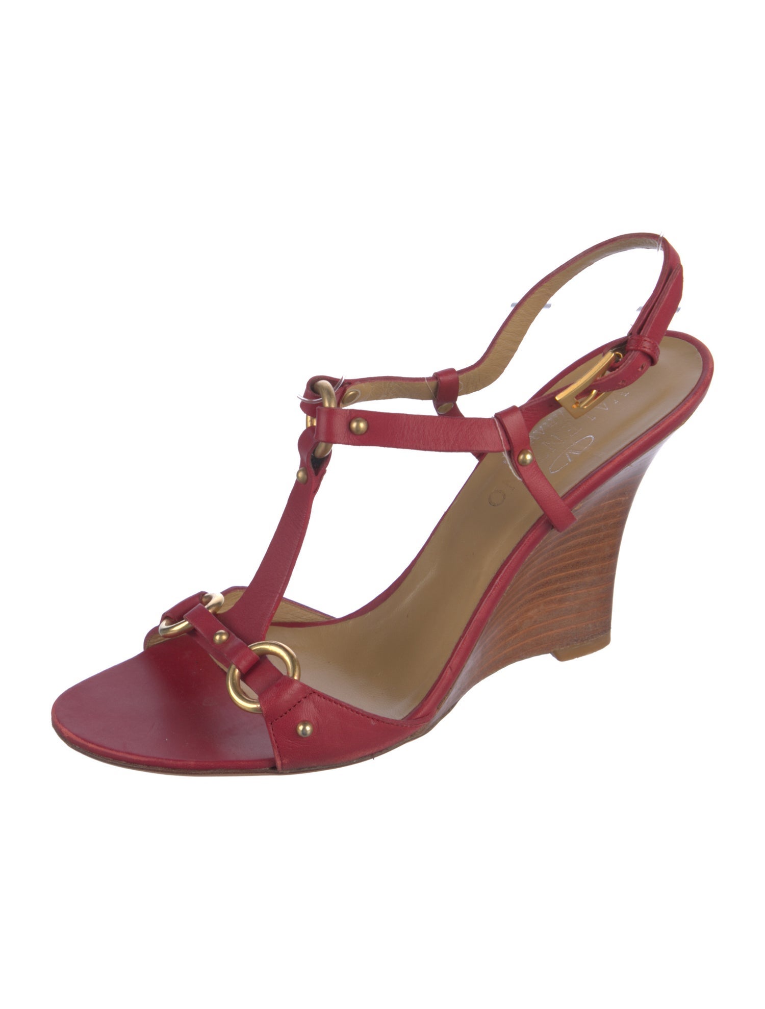 Valentino Rockstud Accents Leather T-Strap Sandals