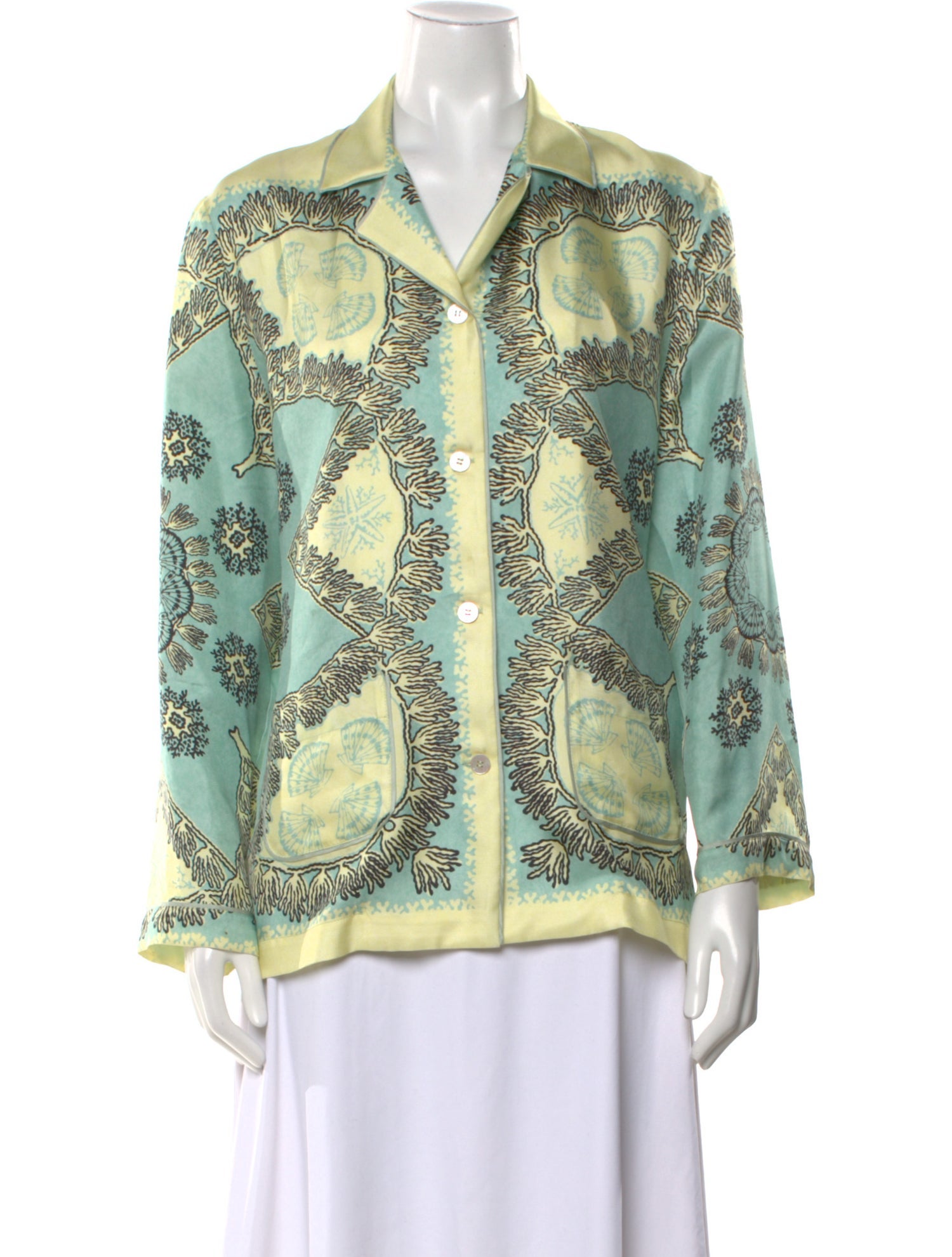 Valentino Silk Paisley Print Button-Up Top