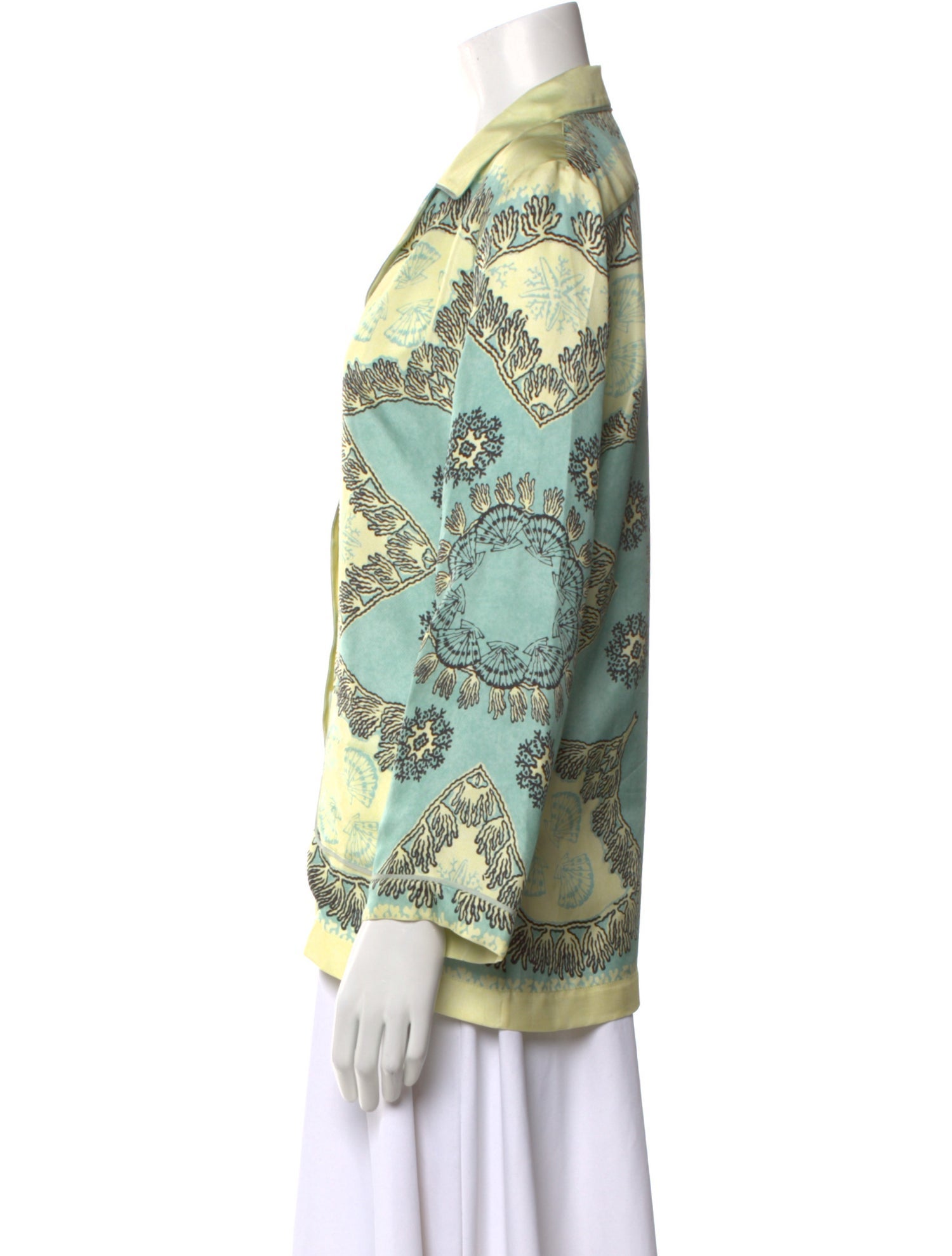 Valentino Silk Paisley Print Button-Up Top