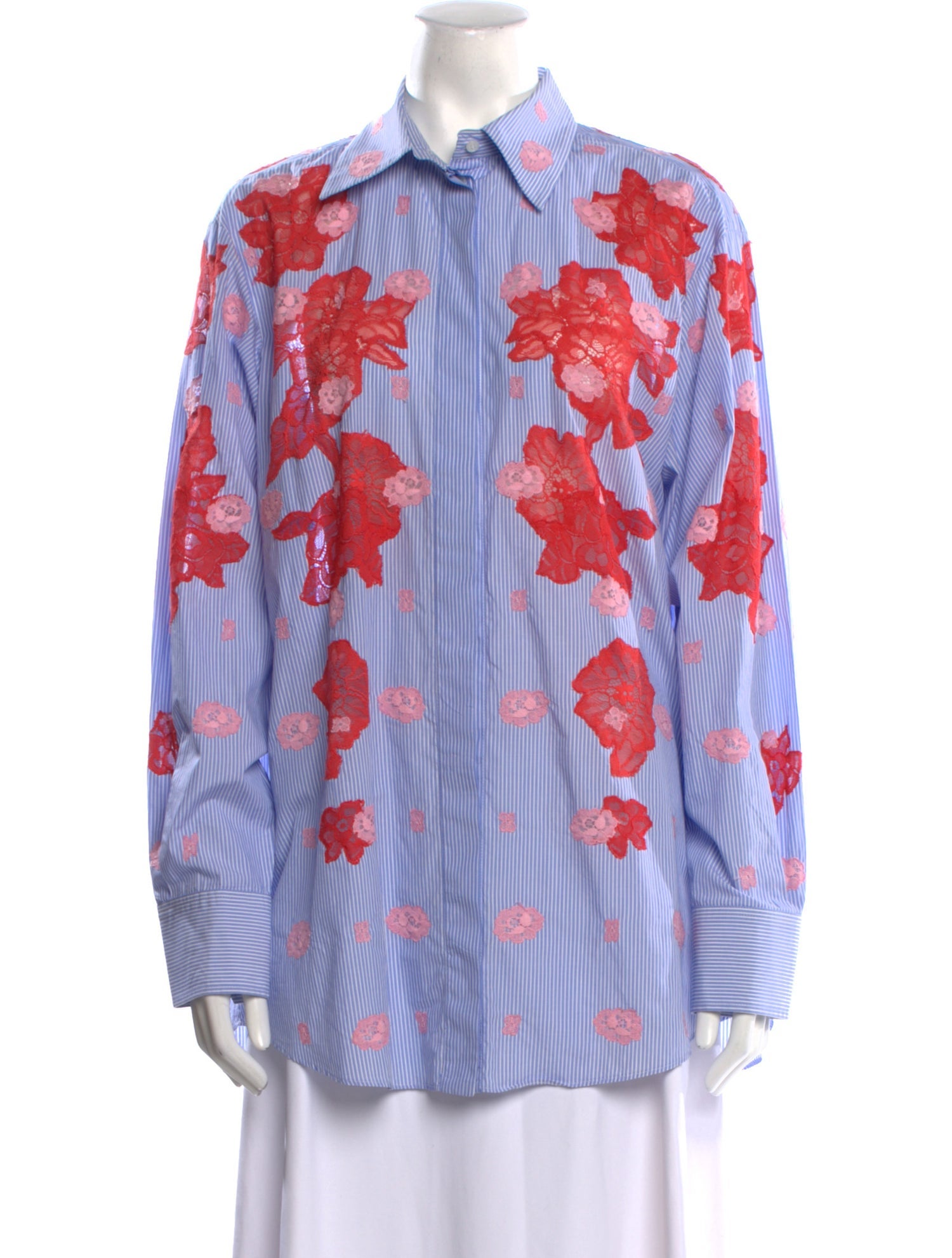 Valentino Floral Print Long Sleeve Button-Up Top