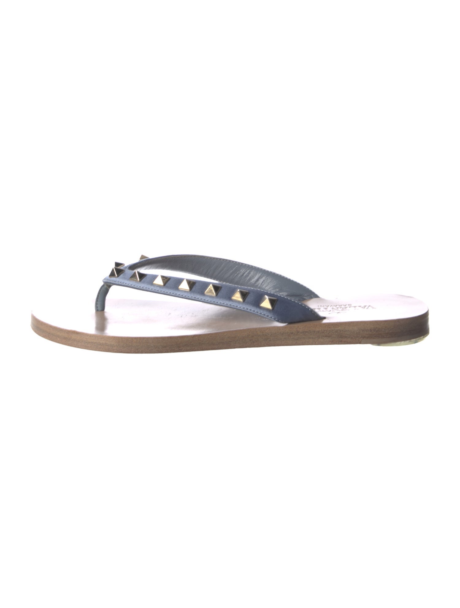 Valentino Rockstud Accents Leather Slides