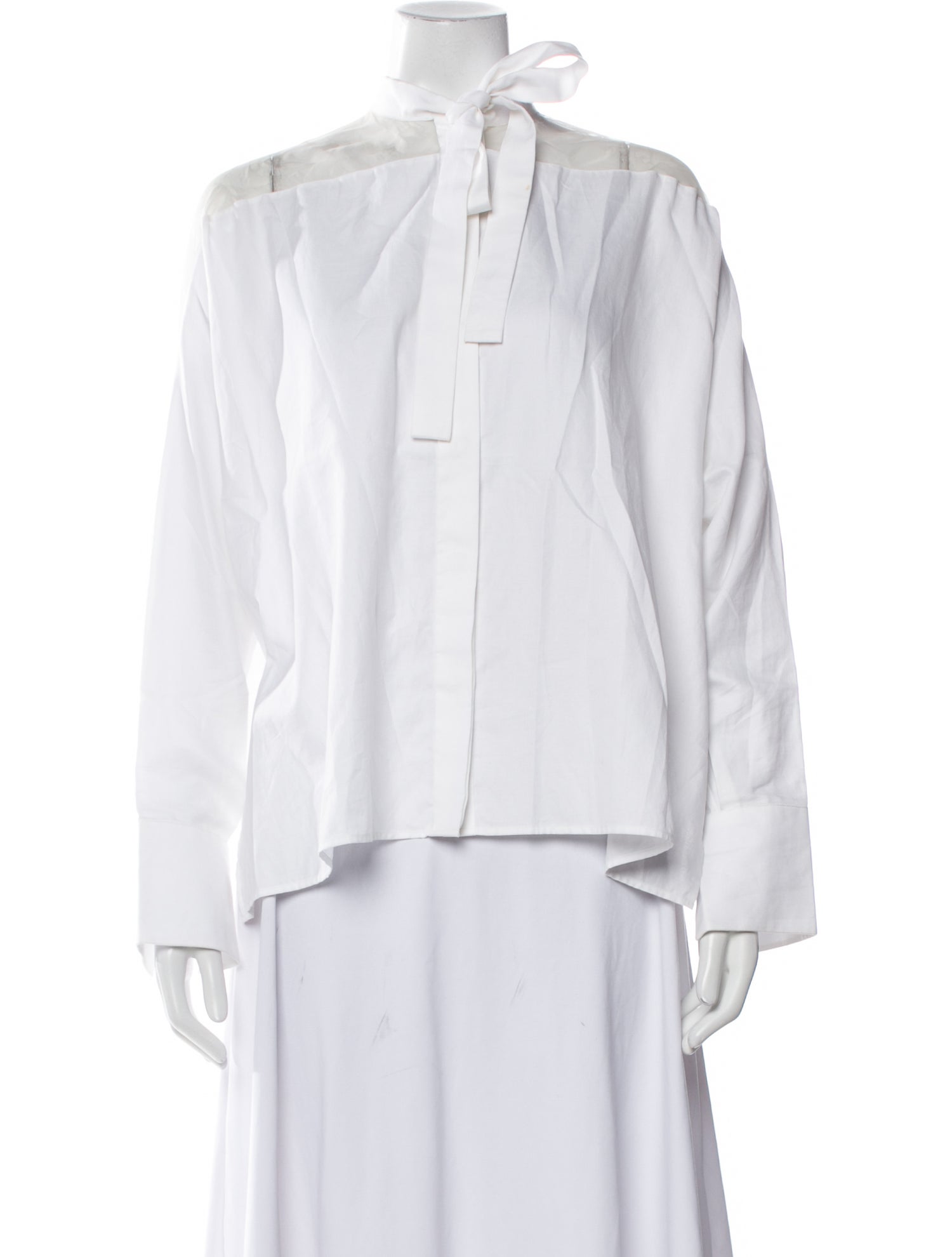 Valentino Mock Neck Long Sleeve Button-Up Top