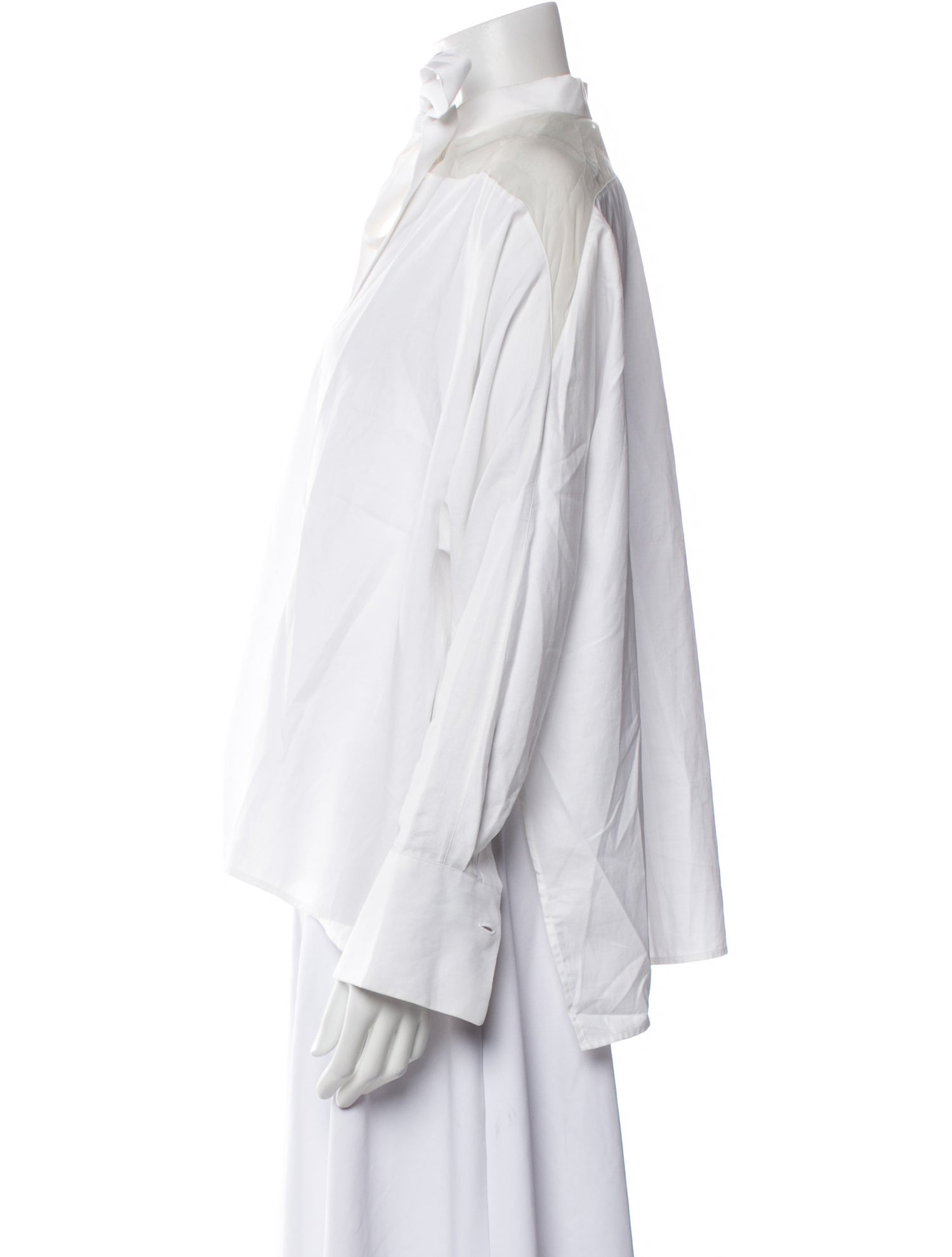 Valentino Mock Neck Long Sleeve Button-Up Top