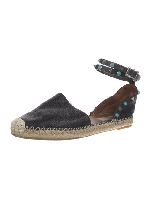 Valentino Rockstud Accents Leather Espadrilles