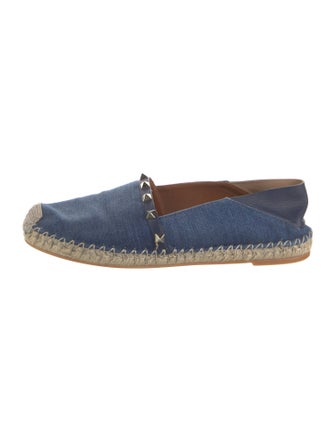Valentino Rockstud Accents Denim Espadrilles