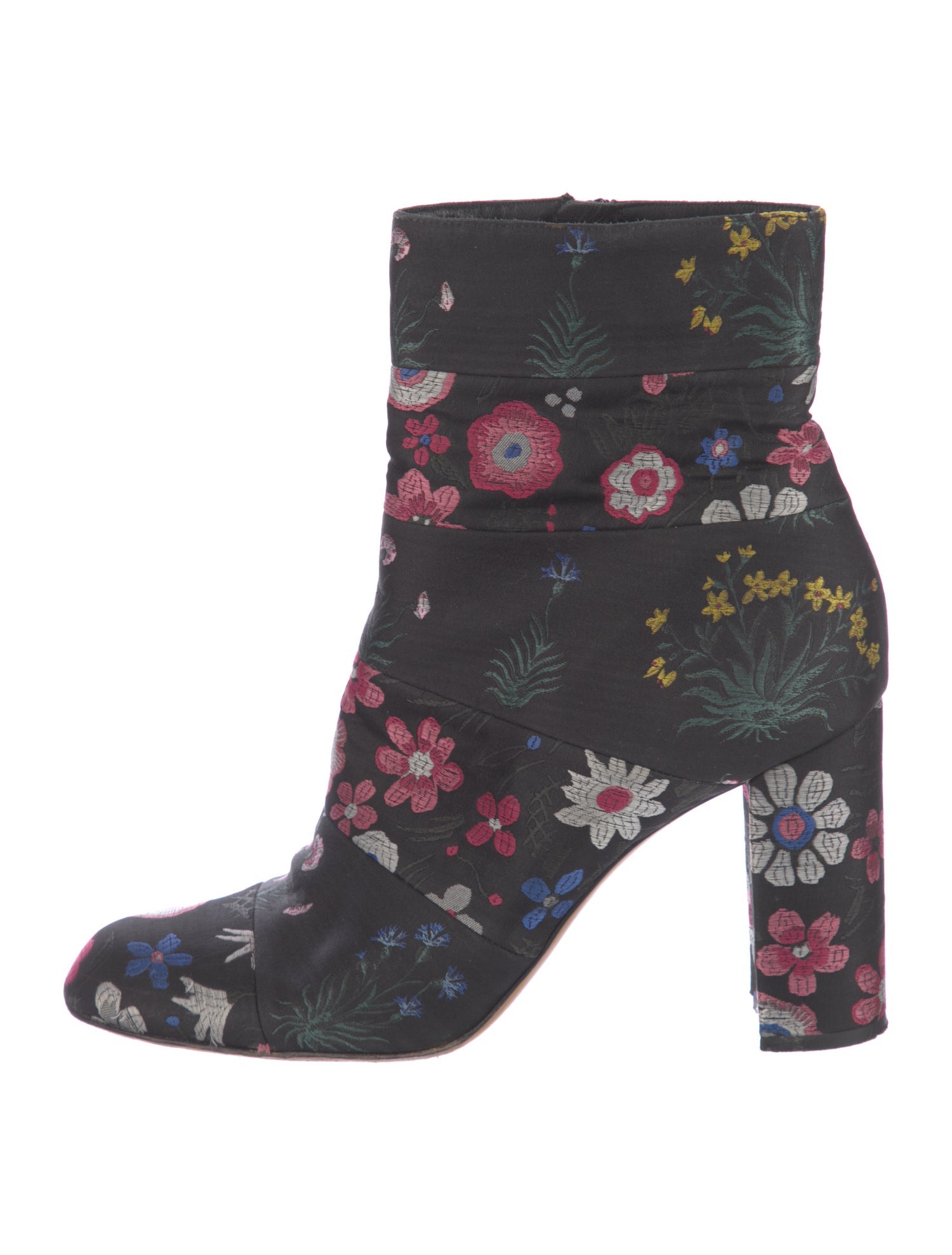 Valentino Floral Print Pleated Accents Boots