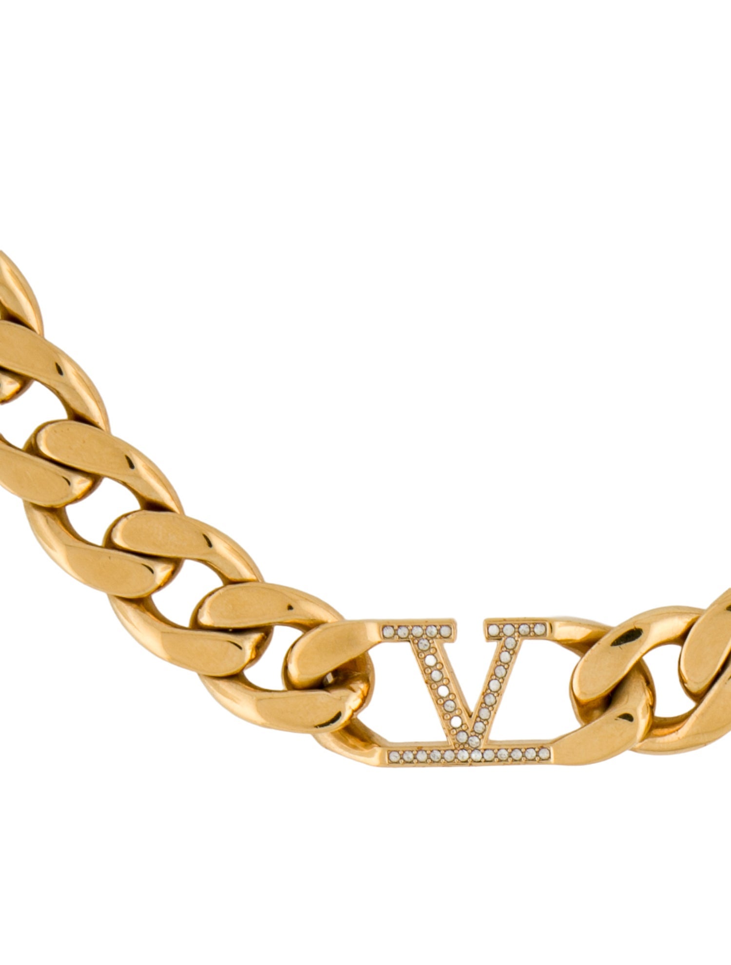 Valentino Crystal VLogo Pendant Necklace