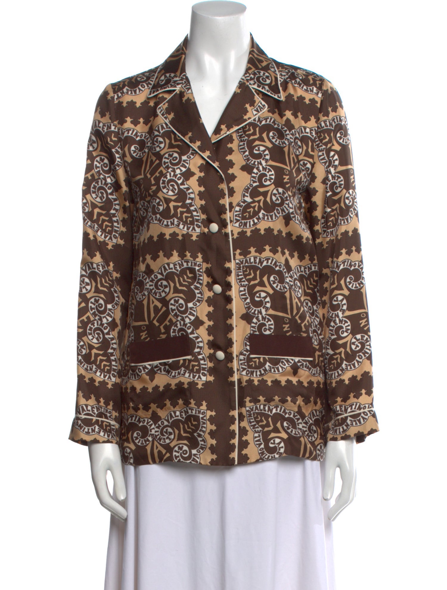 Valentino Silk Printed Button-Up Top