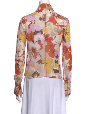 Valentino Silk Floral Print Button-Up Top