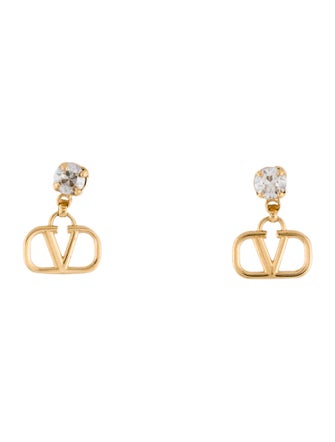 Valentino Crystal VLogo Signature Drop Earrings