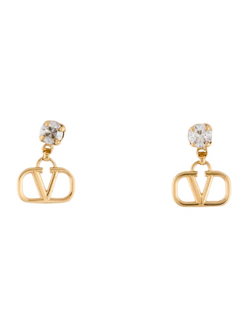 Valentino Crystal VLogo Signature Drop Earrings