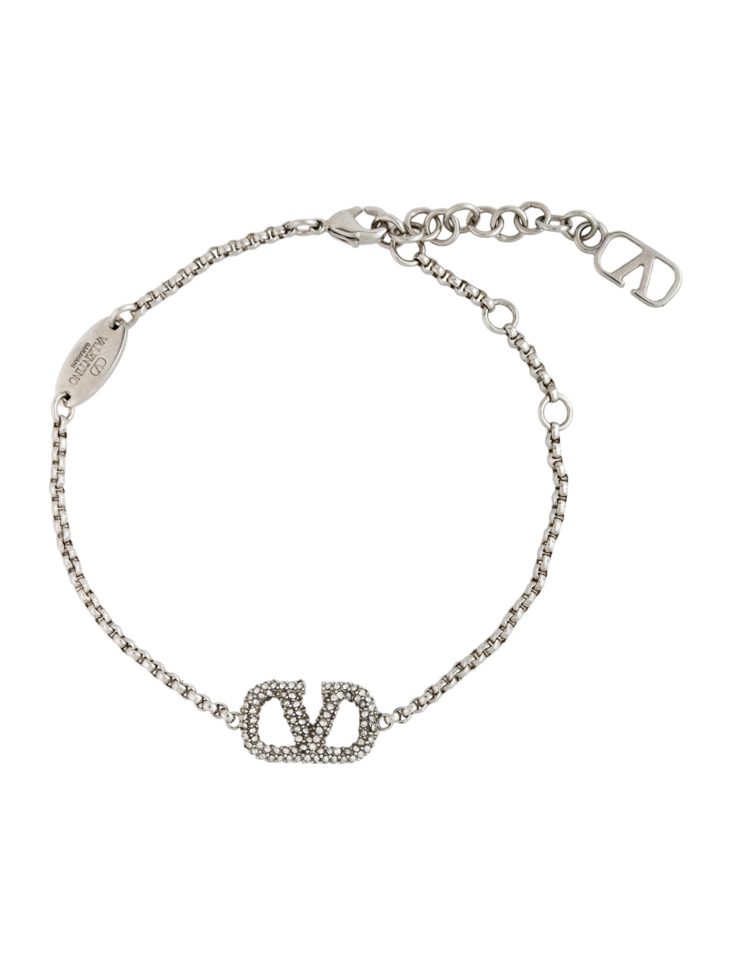 Valentino Crystal VLogo Link Bracelet