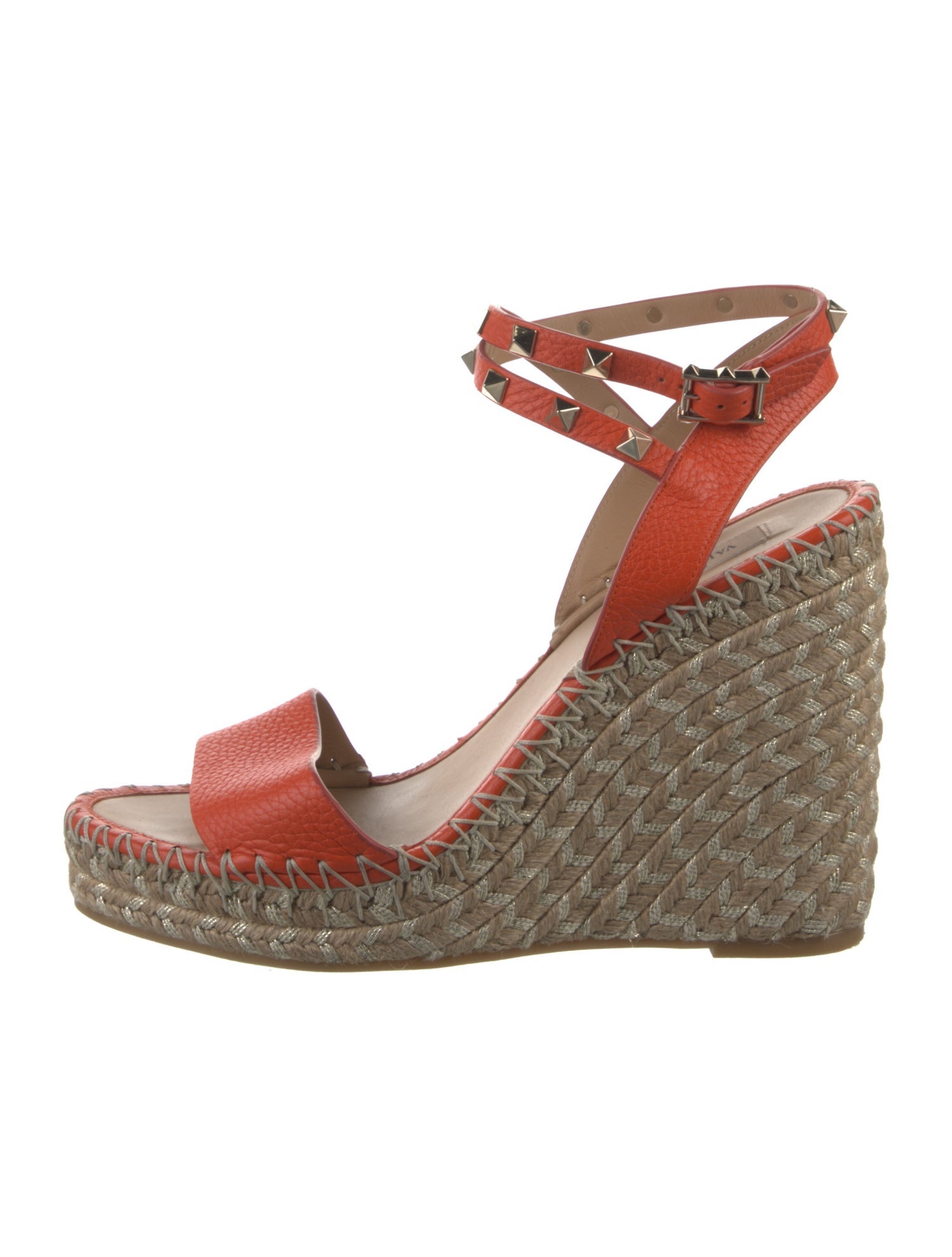 Valentino Rockstud Accents Leather Espadrilles