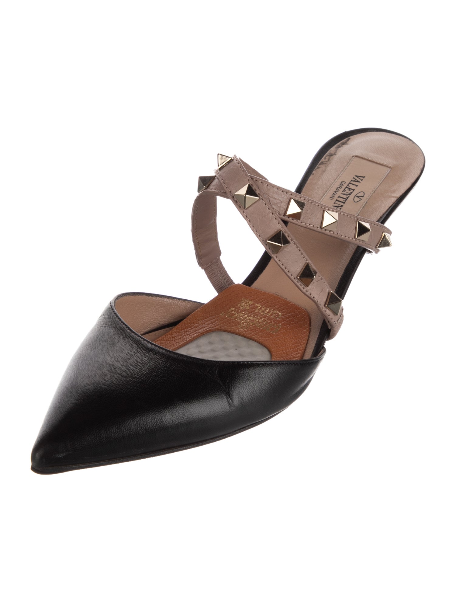 Valentino Rockstud Accents Leather Mules