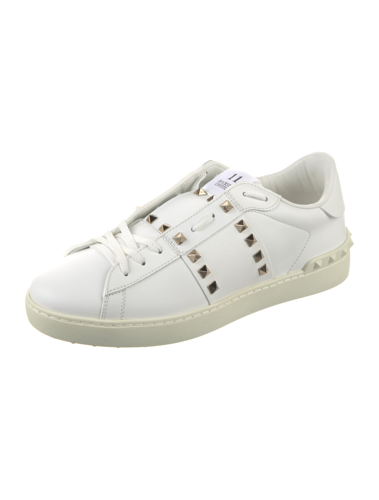 Valentino Rockstud Accents Leather Sneakers