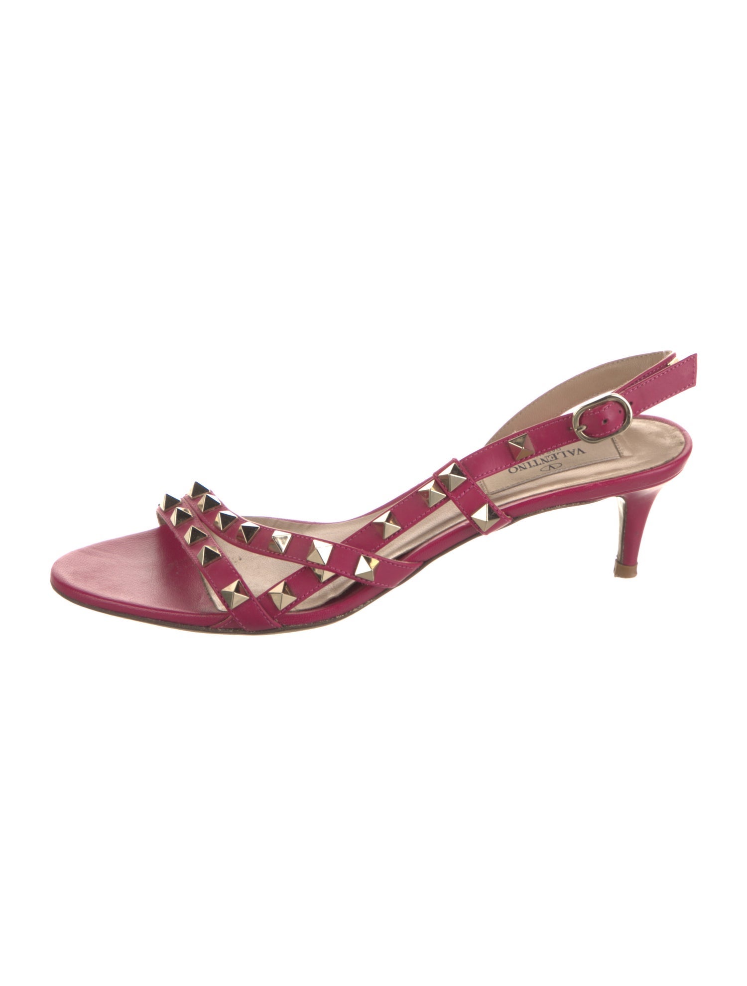 Valentino Rockstud Accents Leather Slingback Sandals