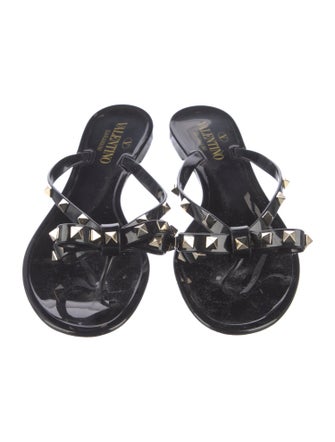 Valentino Rockstud Accents Rubber Slides