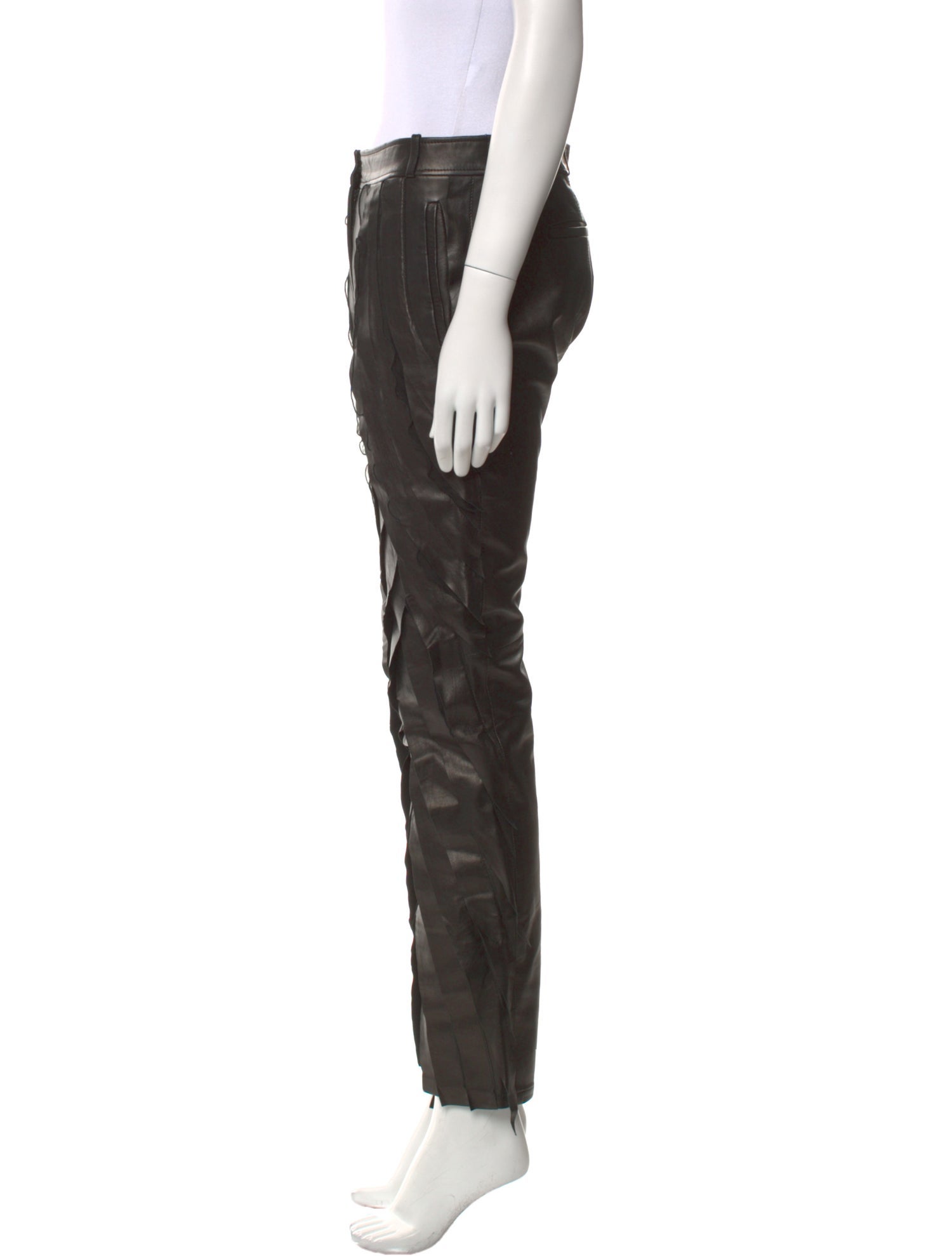 Valentino Leather Straight Leg Pants