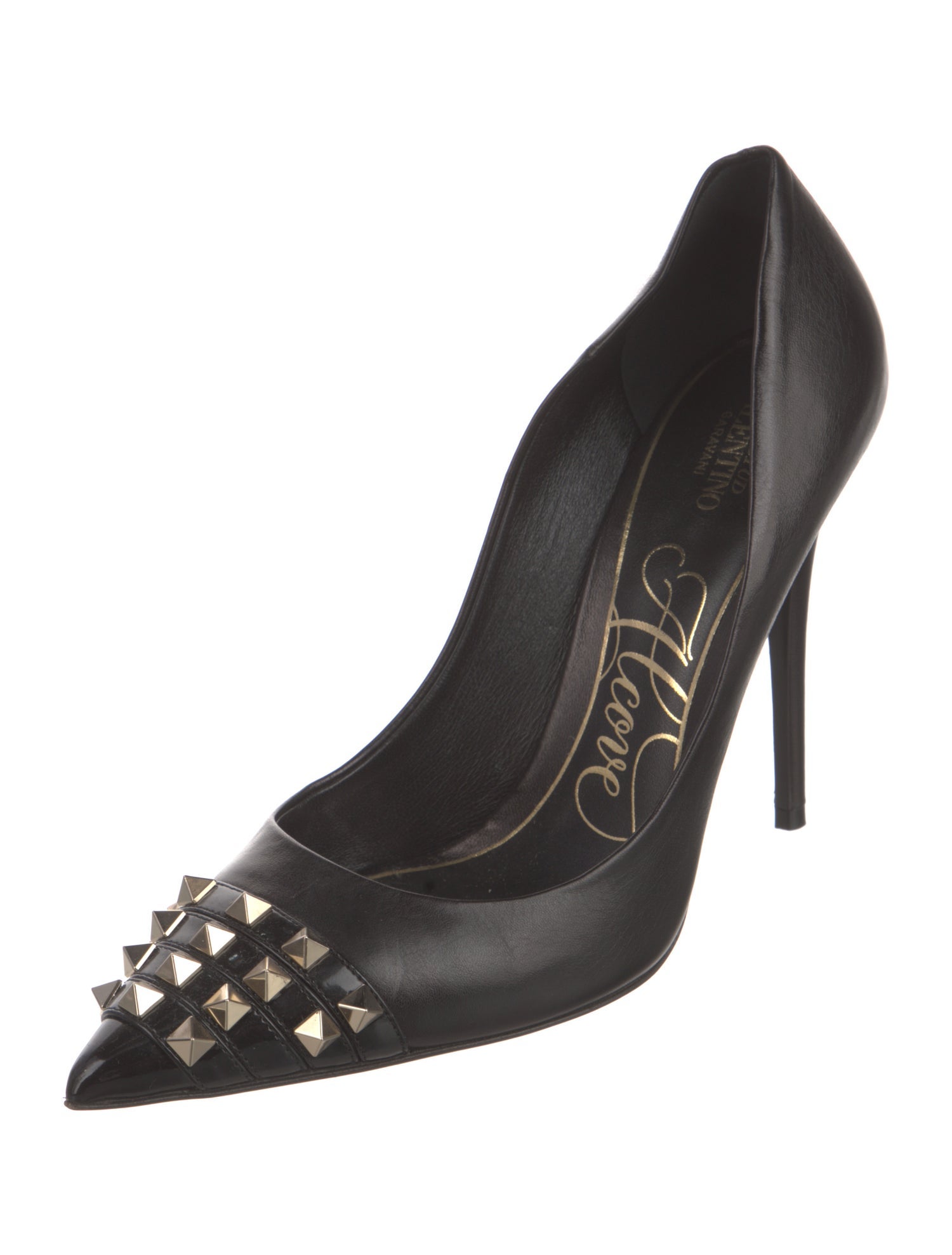 Valentino Rockstud Accents Leather Pumps