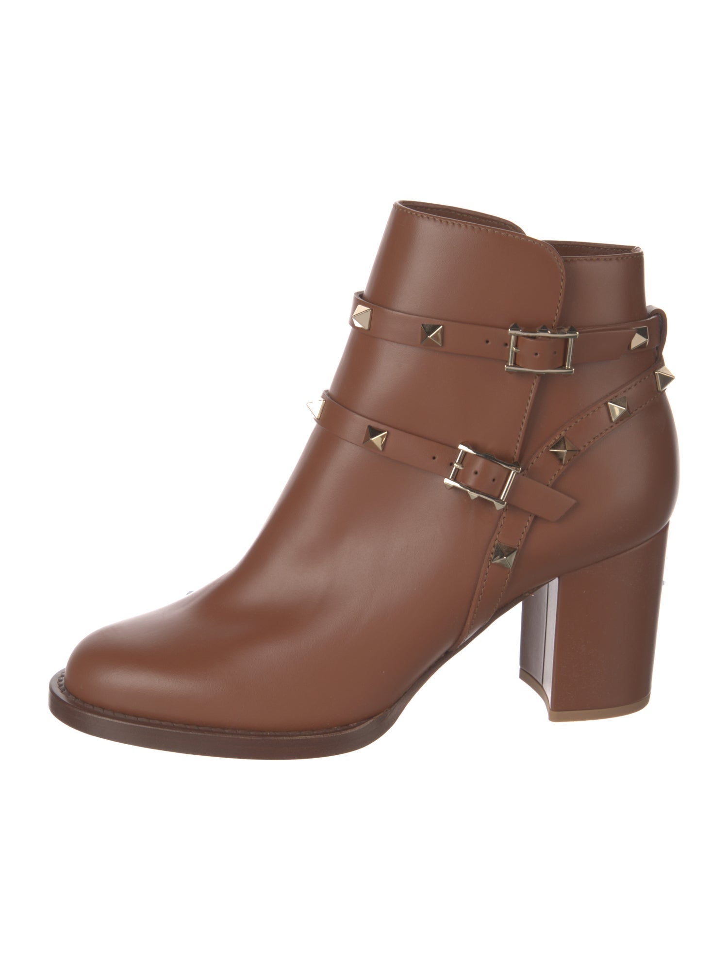 Valentino Rockstud Accents Leather Moto Boots