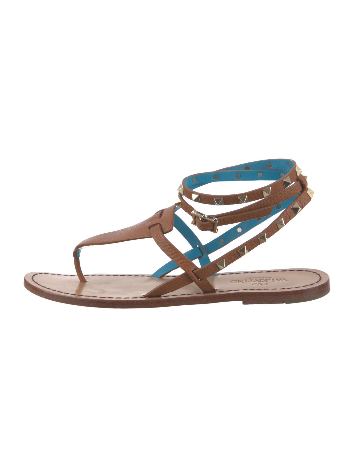 Valentino Rockstud Accents Leather Gladiator Sandals