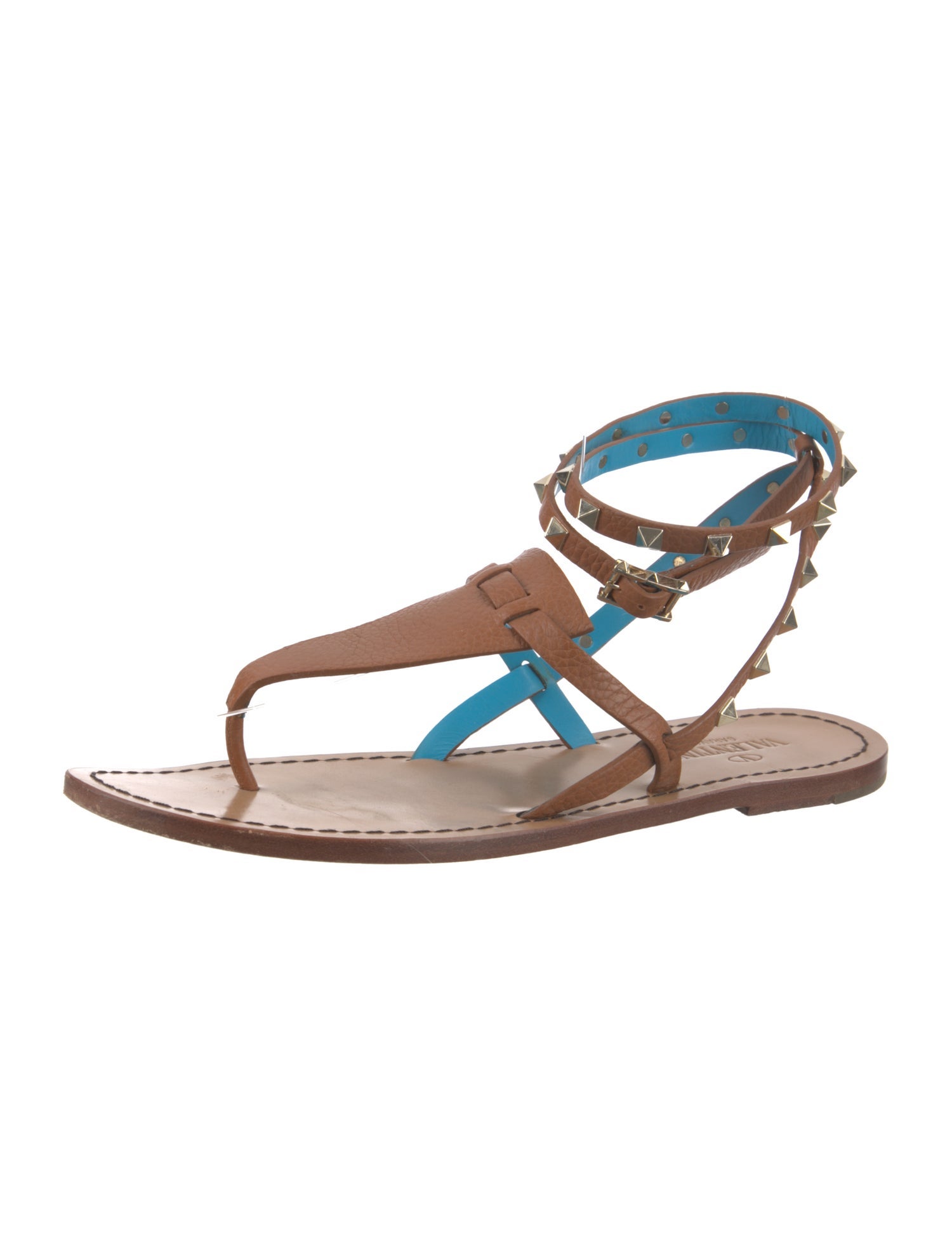 Valentino Rockstud Accents Leather Gladiator Sandals